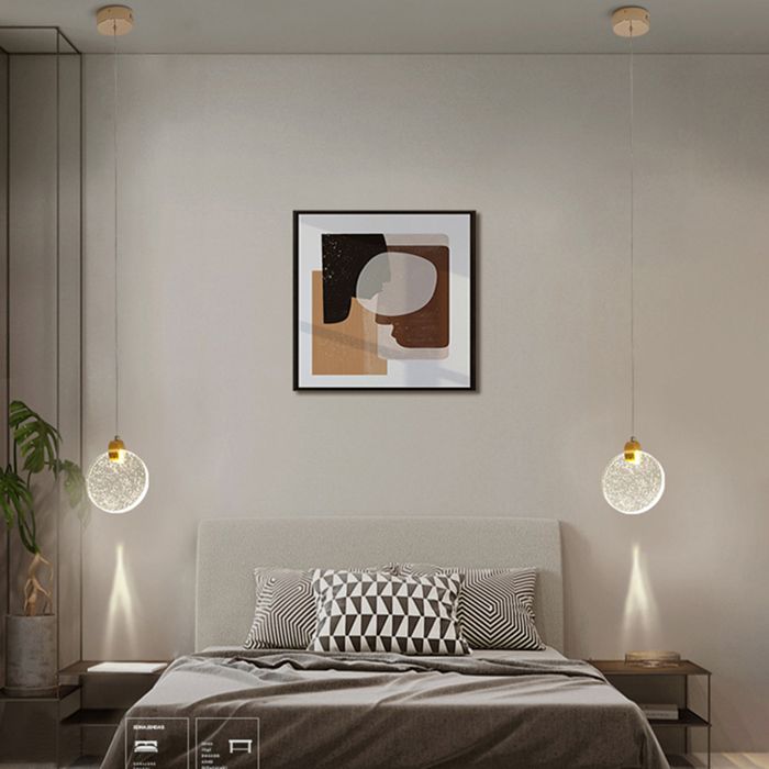 SNOGOLD 2X Suspension LED Doré Luminaire en Cristal Lampe Moderne Lumières Chaudes Éclairage pour Chambre Salle à Manger -D