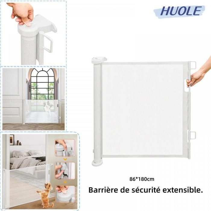 VOUNOT® Barrière De Sécurité Enfant Barrière De Protection Cheminée Pliable Parc Enclos Multi-Fonction Sans Perçage Barrière Chien 6 Panneaux Pré-assemblé 3.75M Noir