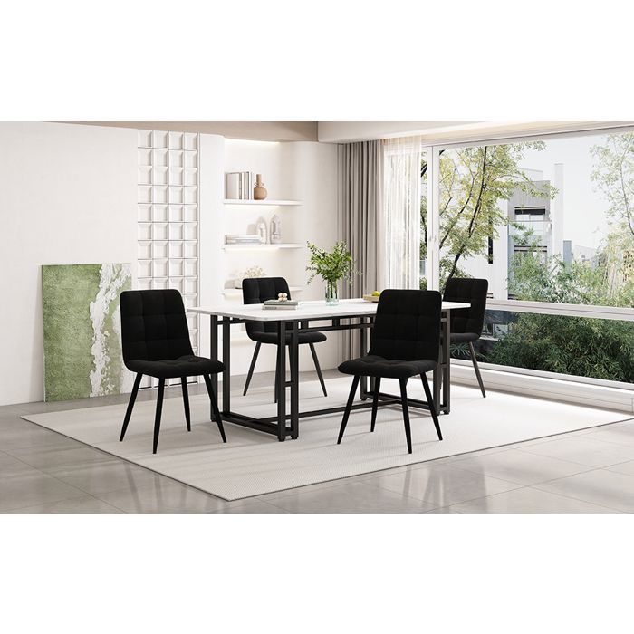 épaississement matériel résistant à la corrosion 140x80cm table de salle à manger noire avec 4 chaises table de cuisine moderne