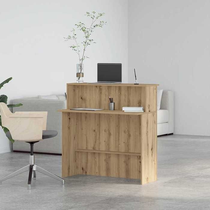 SALE 2026 Bureau moderne compact Brun - Bureau réception chêne artisanal 100x50x1035cm - bois ingénierie PRO886053065