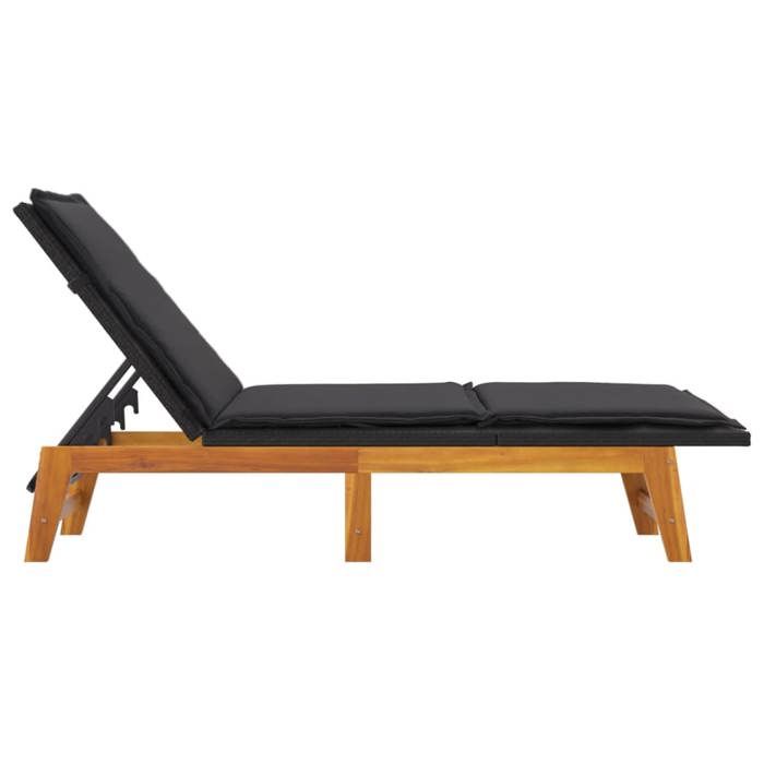 Sale 2026 Chaise longue/Transat - BURKE - 1 PLACE - avec coussin - Résine tressée/bois massif dacacia Cc922