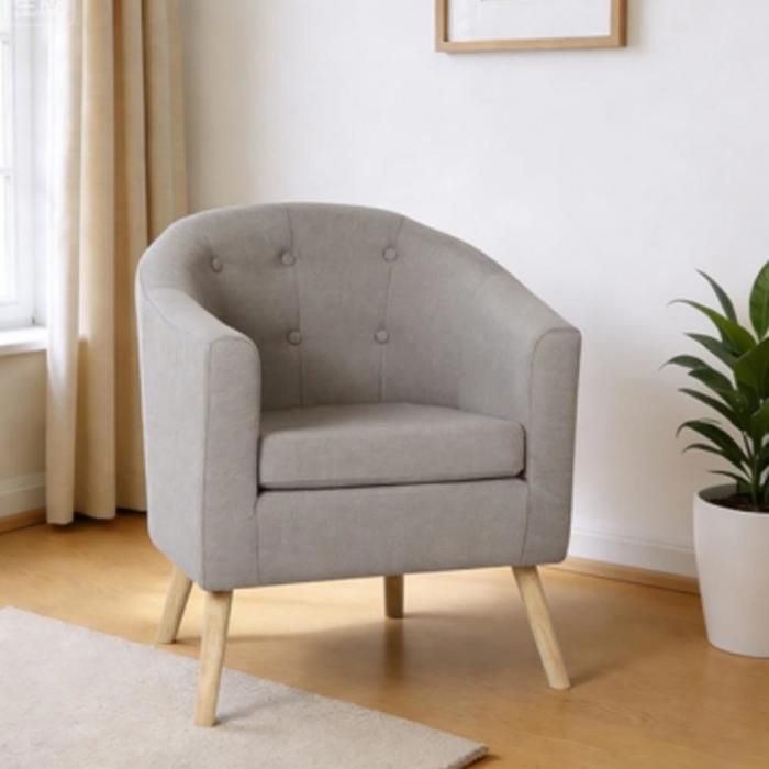 MIPAN. Fauteuil Retro en Baroque Canapé 1 Place avec Pieds en Bois avec accoudoirs et Dossier pour Chambre et Salon - Gris clair