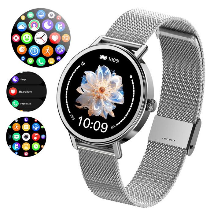 Blackview X30 Montre Connectée Femme Homme avec Appel Bluetooth 126 100+ Sportifs 320mAh vocal IA pour iOS Android Argent