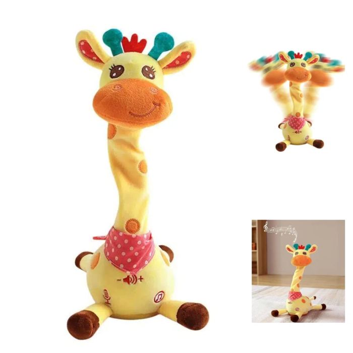Jouet peluche - Girafe parlante dansante - Enregistrement et répétition - Tissu doux - Dès 18 mois