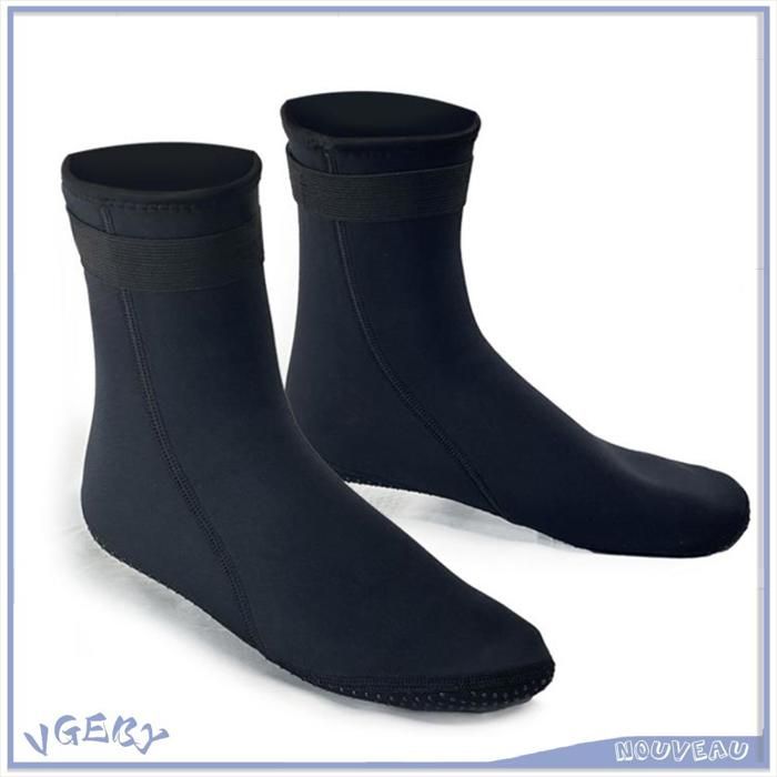 Duokon Chaussettes de plongée en néoprène 3 mm Chaussettes de plongée thermiques de 3 mm chaussettes de plongée sport Noir XXL