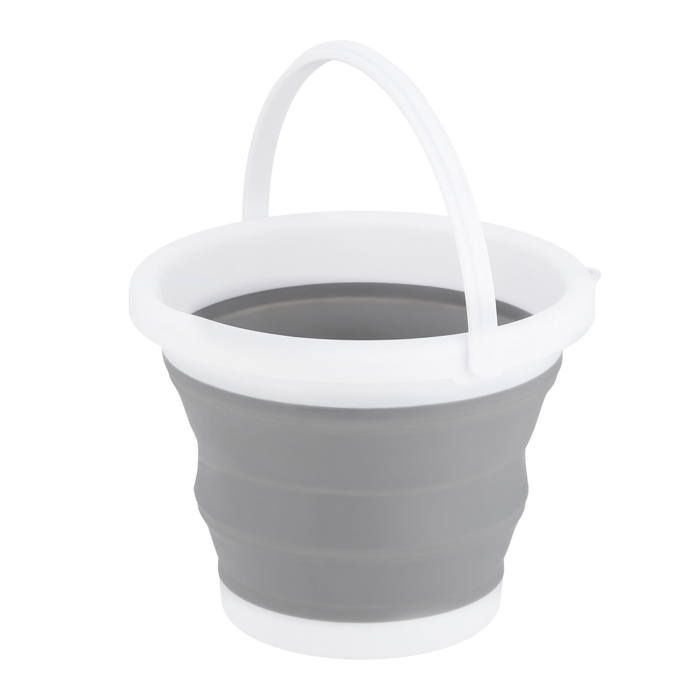 Seau pliable - NILS CAMP - 5L - Gris - Compact - 195 cm hauteur déplié - 255 cm diamètre - 5 cm hauteur plié