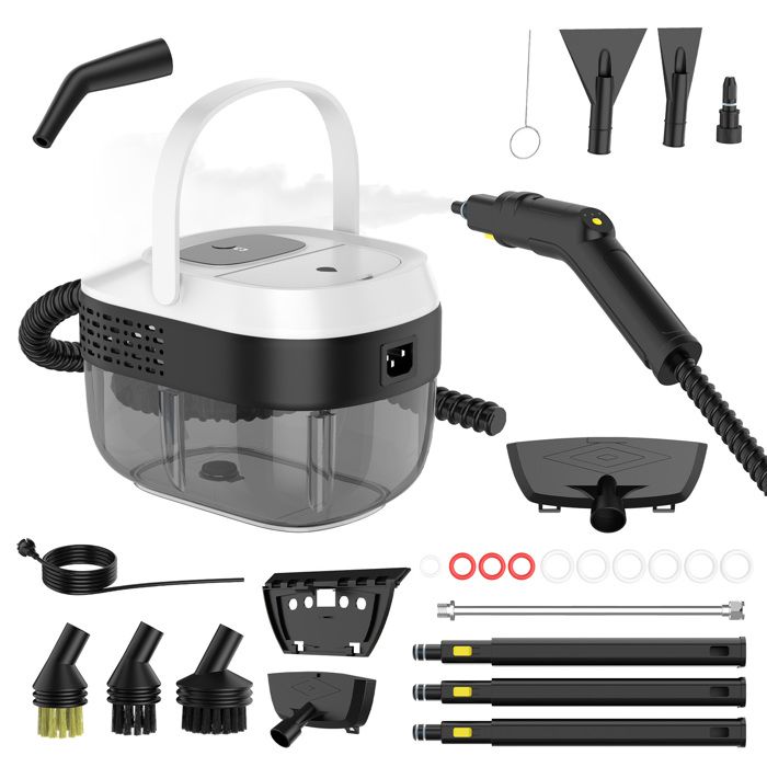 Nettoyant Vapeur 2500W Nettoyeur Vapeur à Main 1600ML Réservoir deau 3 Vitesses Réglables pour Fenêtres Cuisine Voiture Sol - Joulli