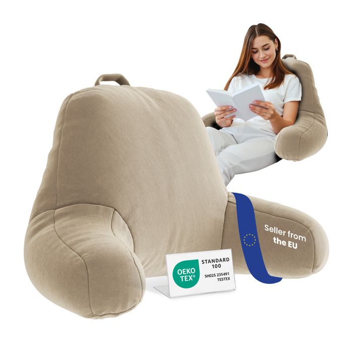 ELONEO coussin de lecture crème avec accoudoirs dossier ergonomique lit/canapé 30x72x44 cm confort optimal