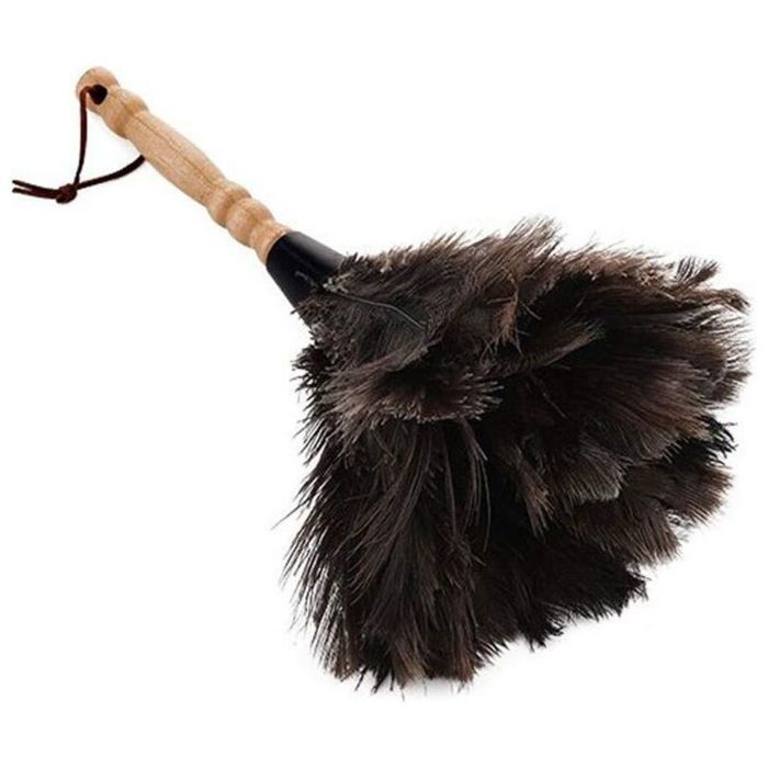 Plumeau dAutruche - Manche en bambou - Essuie-poussière - Plumes dAutruche naturelles - 32 cm