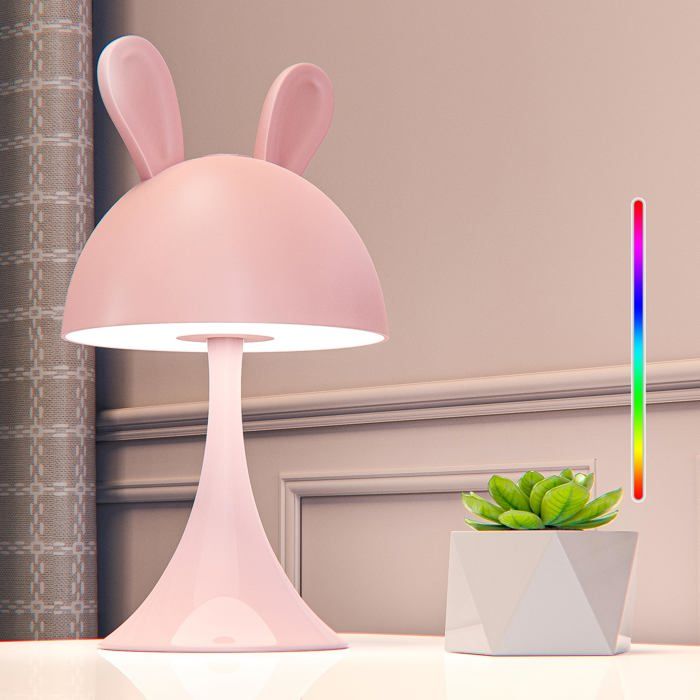 LED Lampe de Chevet Fille Veilleuse Tactile avec 7 modes RGB Lumière lampe de bureau kawaii decative Rechargeable LAMPE A POSER