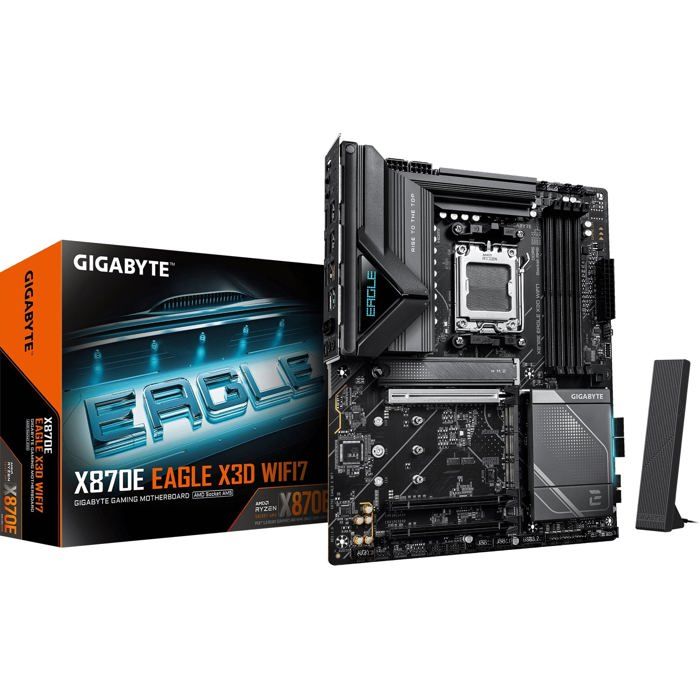 GIGABYTE X870E EAGLE X3D WIFI7 Carte Mère – Compatible avec processeurs AMD Ryzen 9000 VRM numérique 14+2+2 phases jusqu’à 900 - vue 2
