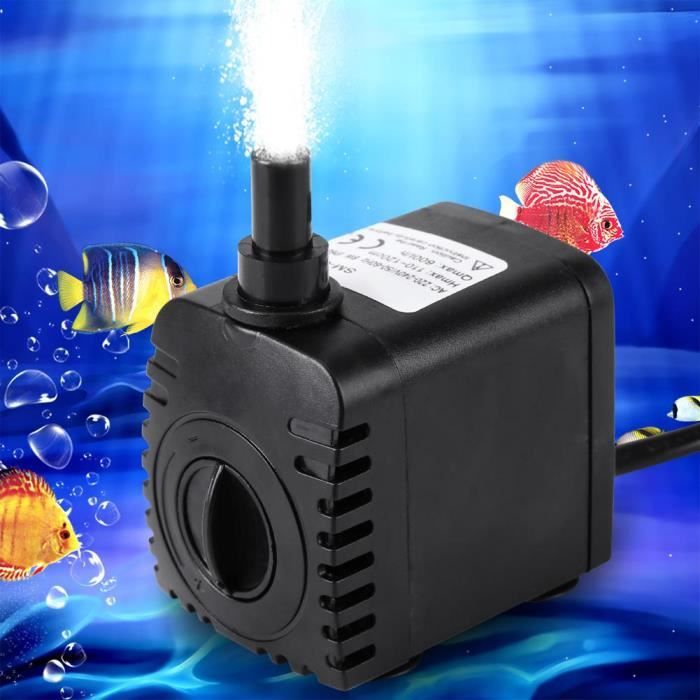 HOTSO Submersible Mini Pompe à Eau avec lumière LED 12 Couleurs 10W Pompe de Fontaine dAquarium Ultra-silencieuse 800L / H pour Terrariums Etang（Noir） Systèmes de Circulation Aquarium Poisson