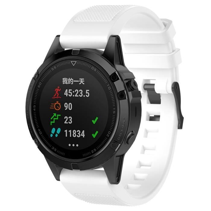 22MM Blanc Bracelet de montre en silicone remplacement pour montre de sport  multisport GPS Garmin Fenix 5 5X 5S , - Achat/vente bracelet de montre  Mixte - Cdiscount