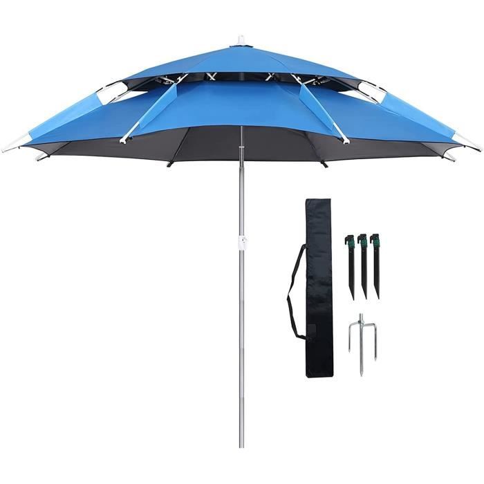 Parasol De Pêche JYFZYTLL Pivotant 360° - 200/220/240 Cm - Étanche Et Ventable Avec Ancres