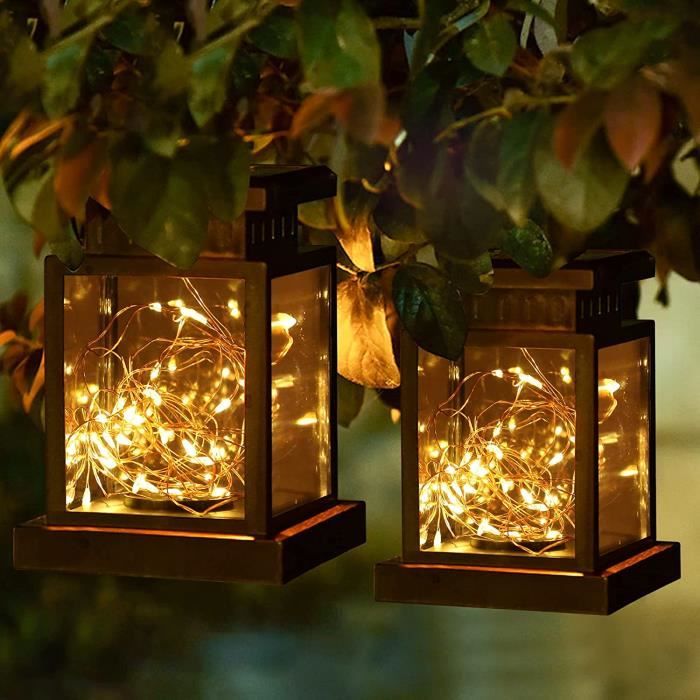 TERESA'S COLLECTIONS Lanterne Solaire Exterieur Jardin,Decoration Jardin Exterieur,Lanterne Solaire D'extérieur,Grille Bleu Dégradé Lampe Solaire - 8