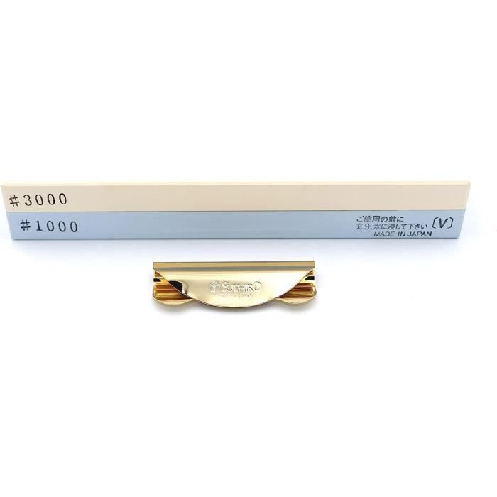 Kit Affûtage Suehiro – Pierre Double Face 1000/3000 + Guide Angle, Pour Couteaux