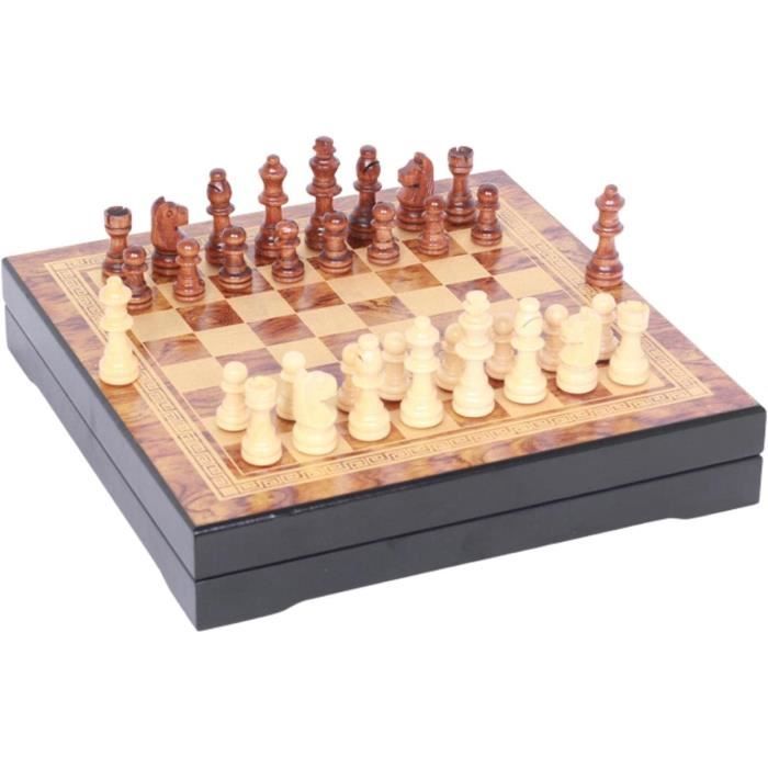 Ajuny Jeu D'échecs Magnétique En Bois - Pliable - Pièces Faites Main - Voyage - Débutant à Pro