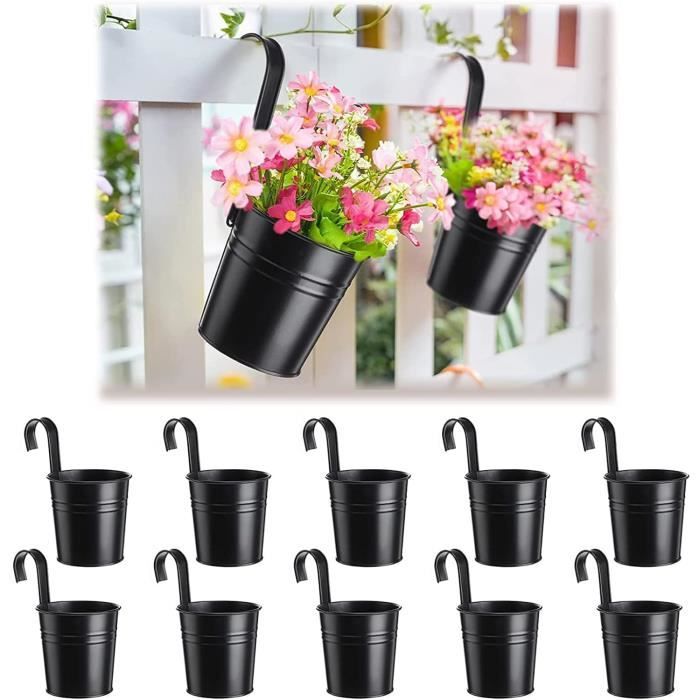 Lot De 12 Petits Pots De Fleurs Ronds En Métal à Suspendre Pour