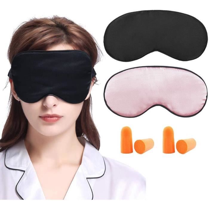 Gris + Orange Wilxaw 2 Pcs Masque de Sommeil Ultra-Doux Masque de Sommeil Respirant de Voyage pour Femmes et Homme Masques pour Yeux Endormis