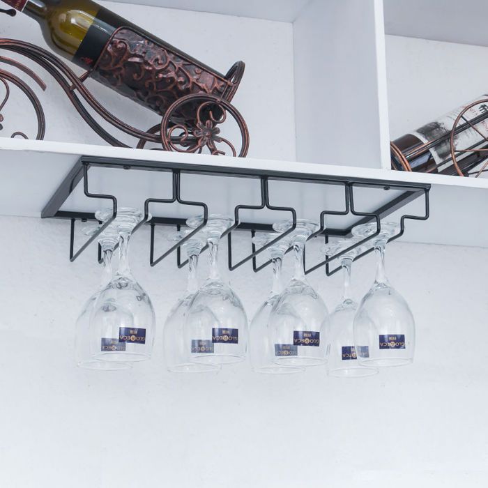 4fentes porte-verres bar noir brillant rack étagère porte verre à vin suspendu cocktail bière rail support-verre à supendre cabinet