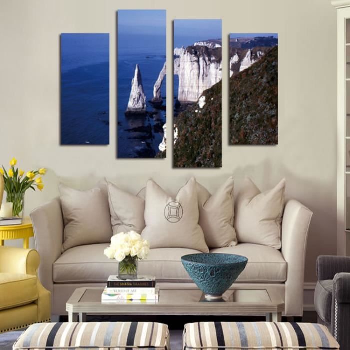 Get Wallpaper 4 Panneau Bord De La Mer Impression Sur Toile A L Huile Moderne For iPhone