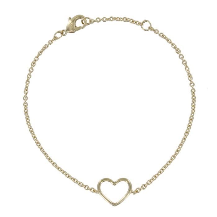 Les Poulettes Bijoux - Bracelet Plaqué Or Coeur Ajouré Les Poulettes Bijoux - Bracelet Plaqué Or Coeur Ajouré