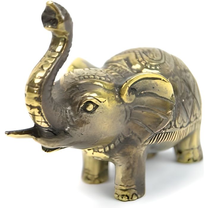Statuette éléphant trompe en l'air, portebonheur en bronze. Doré Cdiscount Maison Statuette éléphant trompe en l'air, portebonheur en bronze. Doré Cdiscount Maison