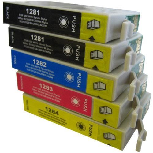 Pack 5 Cartouches Compatibles Epson T1285 Stylus Bx305fwplus 1 Noir 1 Gratuite Et 3 Couleurs Cdiscount Informatique