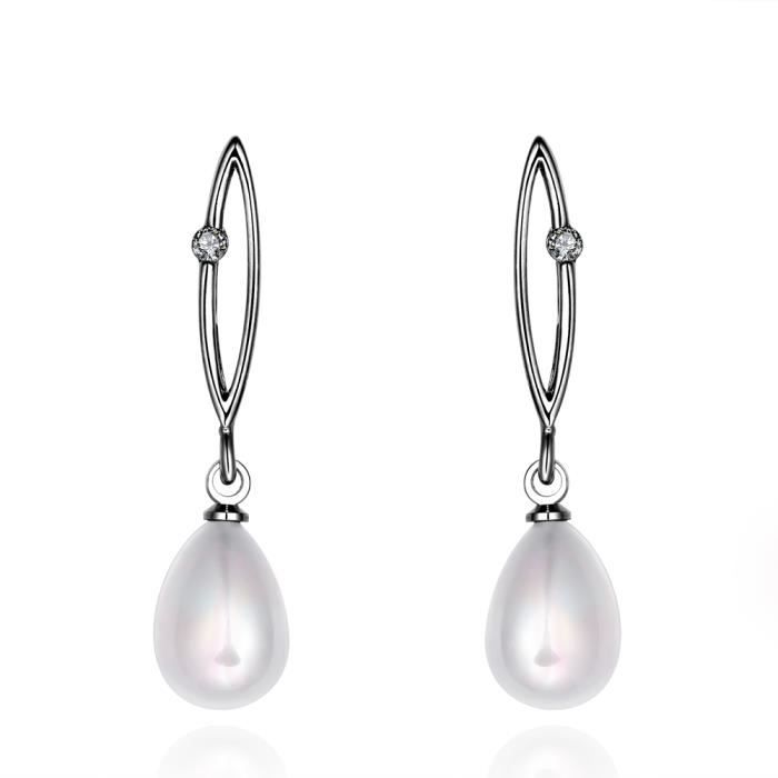 Boucles D'oreilles Pendantes Plaqué Argent Avec Cristaux Zircon Bleu - Neuf Avec étiquettes