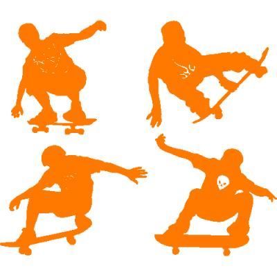 Stickers Muraux Skate Idee Deco Chambre Ado 56 X 48 Cm Orange Achat Vente Stickers Cdiscount