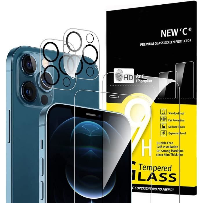 Pack de 2 Films Protection Ecran 9H Pour iPhone 14 Pro Max Antichoc et Anti-explosion  - Verre Trempé - Teinté Anti Espion