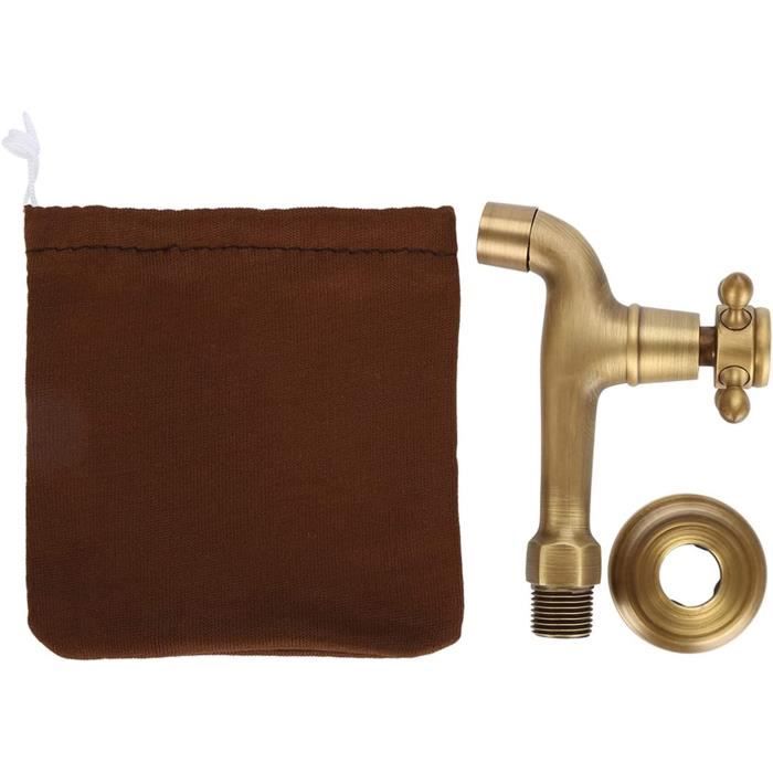 Robinet D'eau Vintage Double Sortie - Or Brossé, Interface G1/2 Pouce | Pour Machine à Laver, Piscine De Vadrouille