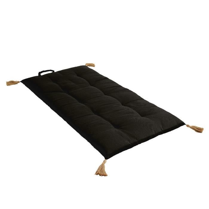 matelas futon pompon jute 60x120 cm noir coton 60 x 120 noir