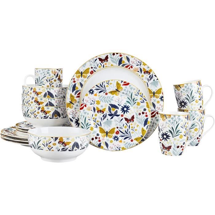 Services De Table Fanquare Complet Moderne 16 Pièces Porcelaine