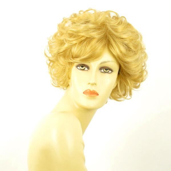 Perruque Femme Courte Blonde Dorée Claire Francine LG26 | Synthétique Bouclée Bonnet Moyen