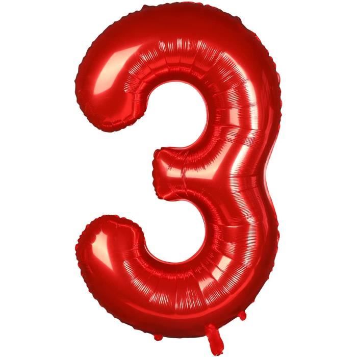 Ballon Chiffre 3 Anniversaire – 101 Cm En Aluminium, Gonflage Hélium Ou Air – Pour Fête, Mariage, événements