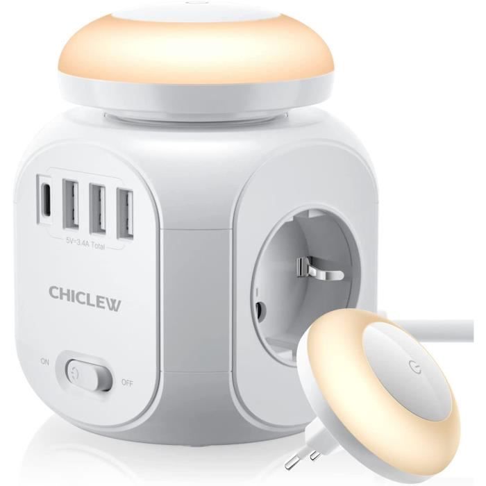 Multiprises Parafoudre avec USB, Cube Multiprise Electrique avec 4