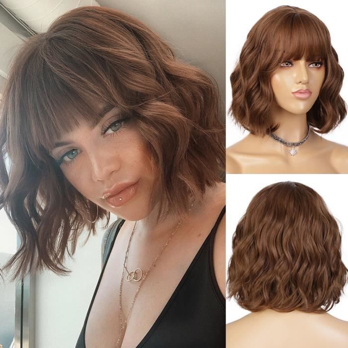 8 12 3012inches AISI HAIR perruque courte ondul e avec frange