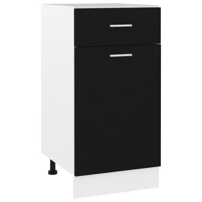 17279HOME NEW•) Jills Armoire de plancher - Commode Bas bahut de Cuisine à tiroir Noir 40x46x815 cm Aggloméré Design Stable & Chic