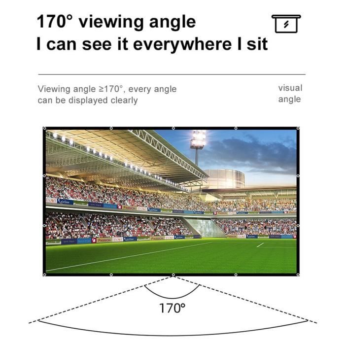 150 pouces épaissi Écran de Projection 4K HD Pliable 169 Écran de