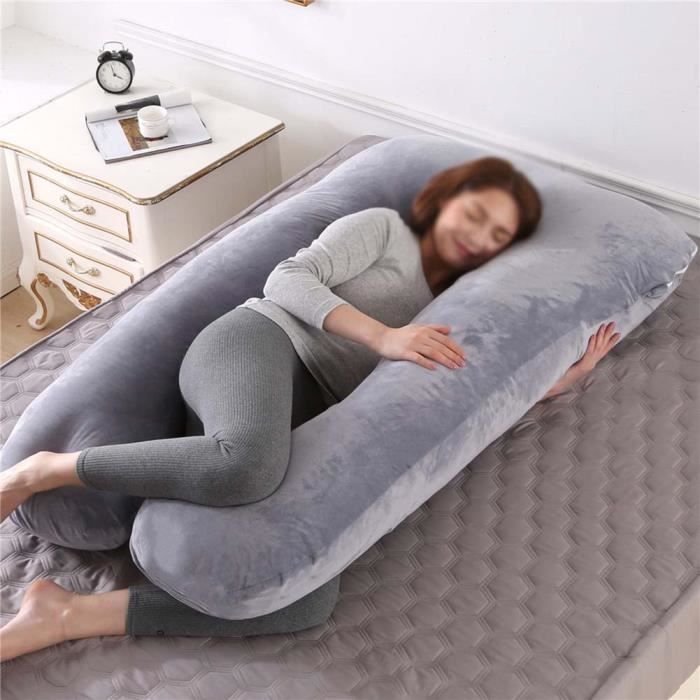 Coussin de Grossesse en Forme de U,Coussin Allaitement de Maternité  Ergonomique,Soutient Tout Le Corps,Velours-Gris,130x70cm - Cdiscount  Puériculture & Eveil bébé