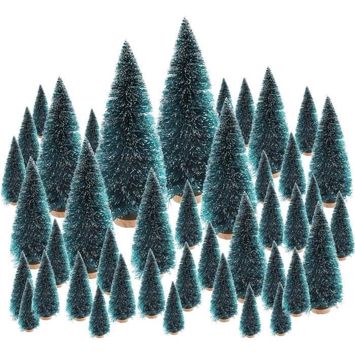 6 Pcs Sapin de Noël Miniature Mini Sapin de Noël Artificiel Mini Sisal Arbres avec Base en Bois Arbre de Noël Miniature Idéal pour Décoration Noël Chambre Loisir Créatif de Noël 4 Tailles