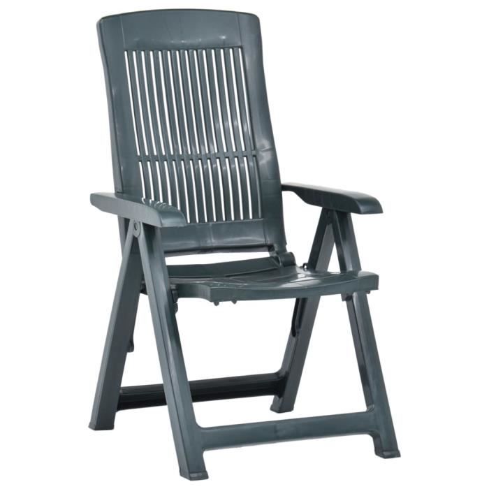 top ventes lot de 2 fauteuil de jardin inclinables - ensemble de 2 chaise de terrasse - - plastique vert fr3434r