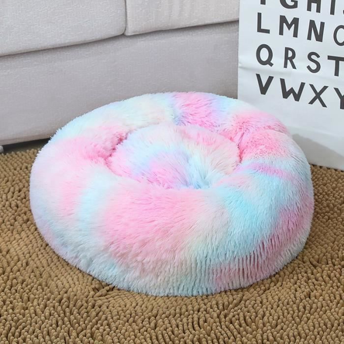 GOGOLOVING Lit Rond D’arc-en-ciel Extra Large Pour Chats Et Chiens Extra Lavable Avec Coussin 80 * 80 CM
