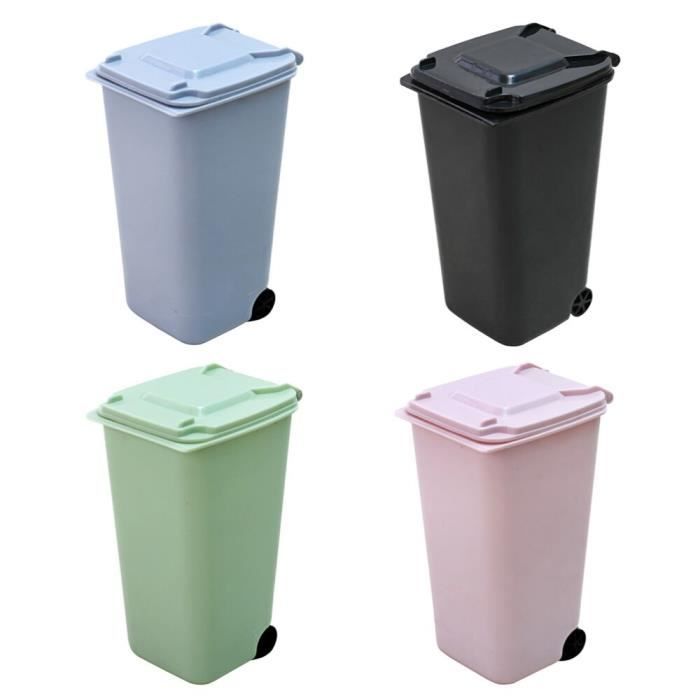 Poubelle,Mini poubelle de bureau 4 pièces, bac à ordures de bureau, porte  poubelle (noir, bleu, vert, violet clair) - Cdiscount Maison