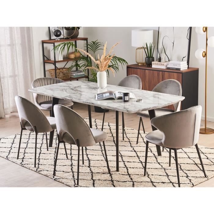 Table à manger extensible effet marbre / blanc 160/200 x 90 cm MOSBY Table à manger extensible effet marbre / blanc 160/200 x 90 cm MOSBY
