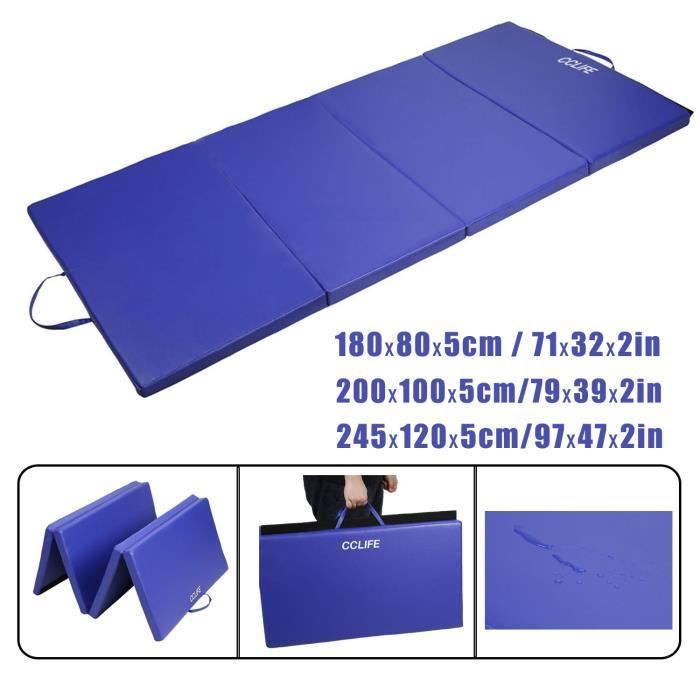 Tapis de Gymnastique Pliable CCLIFE - Bleu - 200x100x5cm - Rembourrage en  mousse haute densité - Cdiscount Sport