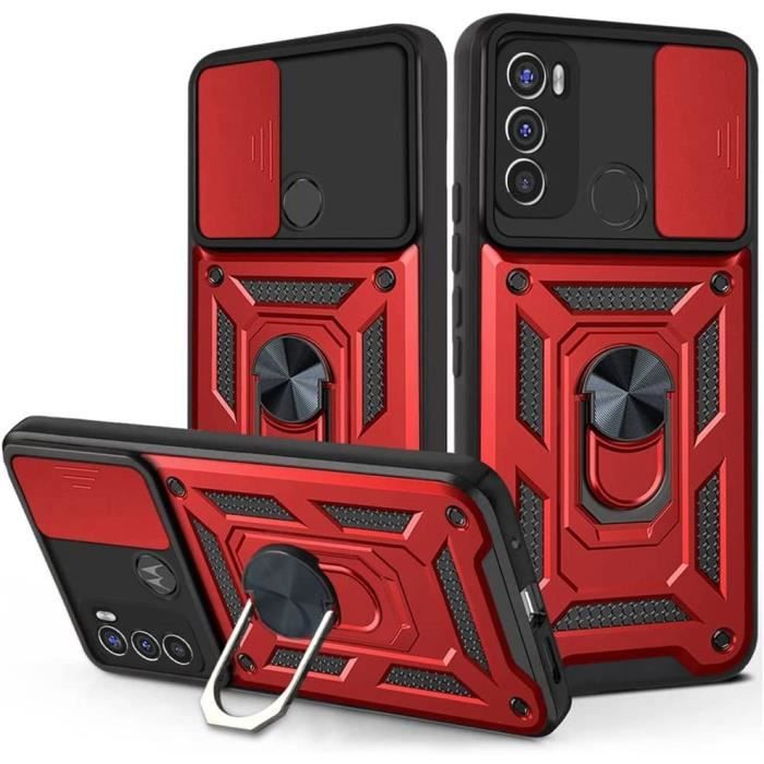 HAOYE Coque Pour Motorola Moto G13 Avec Rotatif Bague Anneau Support, Etui Translucide Hybride Robuste, Silicone TPU PC Double Couche Housse. Armée Verte