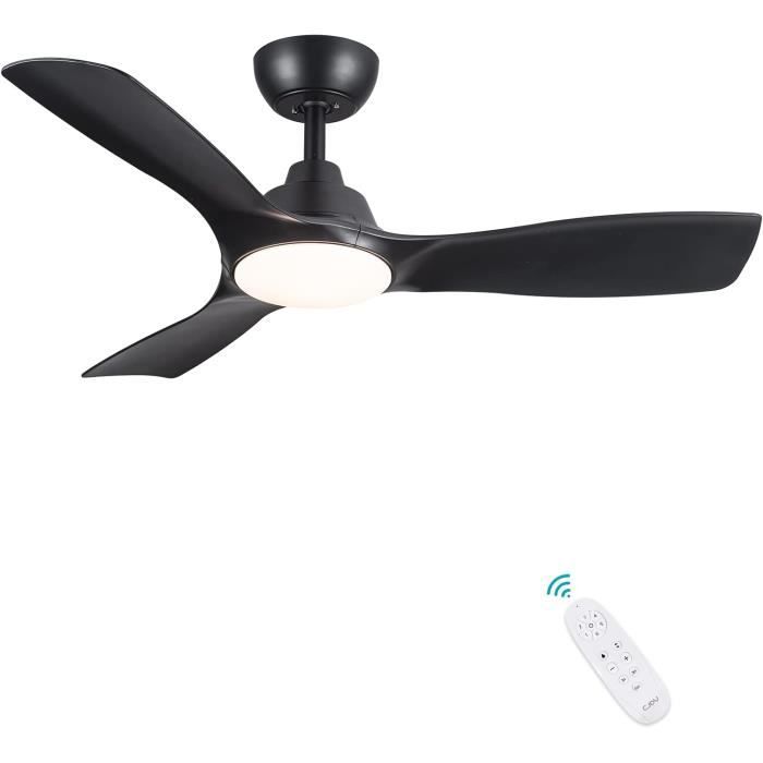 Sofucor Ventilateur Plafond 107 Cm Avec Lumière LED – Télécommande, 6 Vitesses, Silencieux DC Réversible, Minuterie