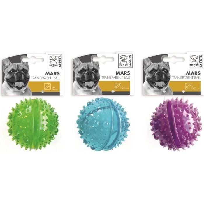 M-PETS Balle transparente distributrice Mars - 8cm - Divers coloris - Pour chien